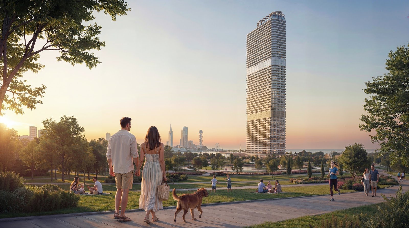 The 9 hectare central park at Ambassadori Island Batumi
