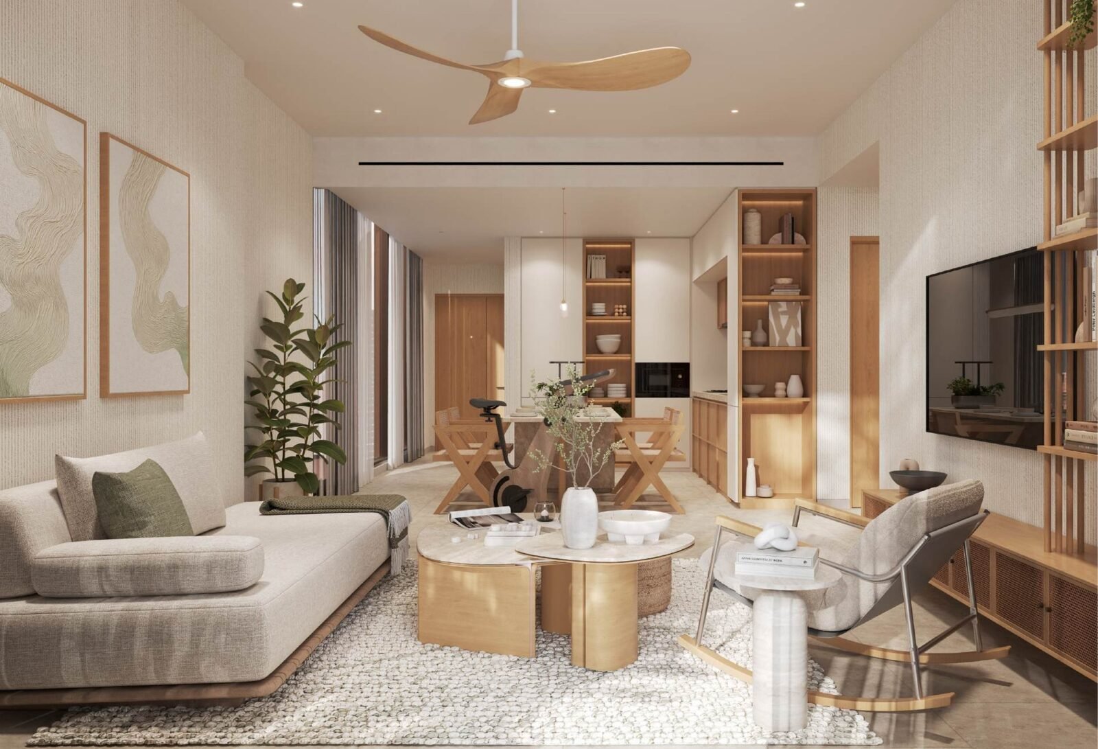 Furnished living room inside a KORE by Imtiaz apartment